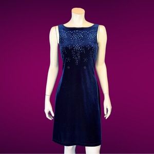 90s Midnight Blue Mini SKATER Tank Dress with GLITTER Embellishment / M